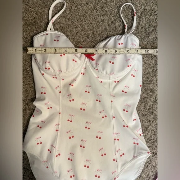 LoveShackFancy Veranda Mina One Piece | Cherry Bow Print | Dustbag | NWT | S - Picture 3 of 15